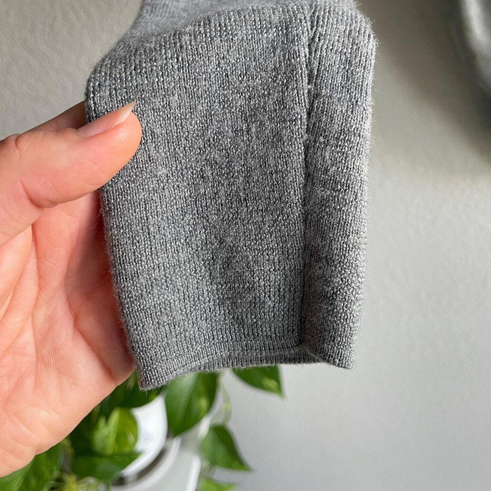 All Saints Merino Wool Mixed Media Asymmetrical Cowl Neck Sweater Grey Small - Picture 11 of 16